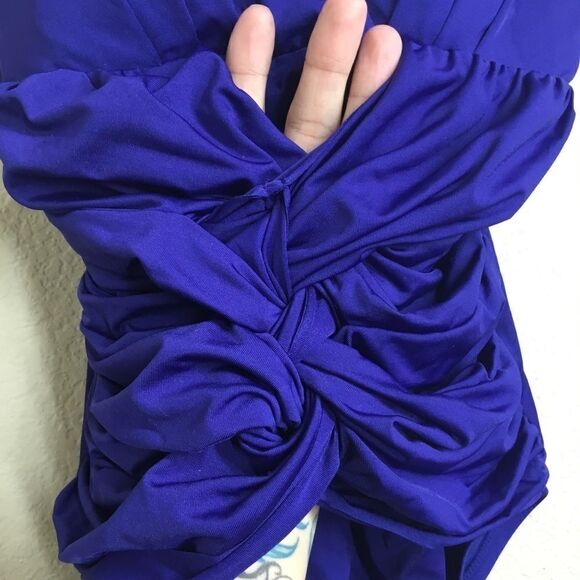 Badgley Mischka Drape Sash Maillot Bathingsuit D9 - Picture 5 of 7